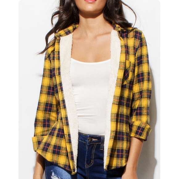 Last☝️ Sherpa Lined Flannel Plaid Shirt Jacket Top - Picture 3 of 8